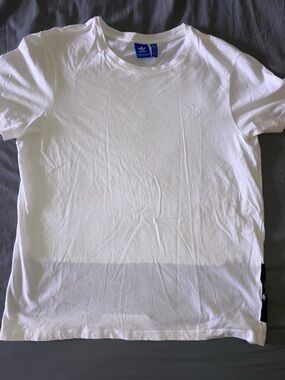 adidas White Trefoil Embroidered Crew Tee
